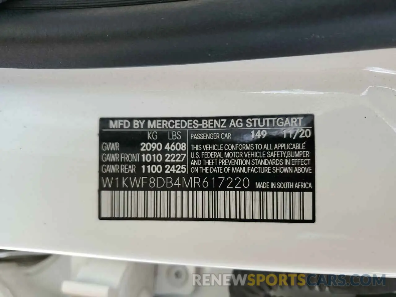 12 fotografías del automóvil dañado W1KWF8DB4MR617220 MERCEDES-BENZ C-CLASS 2021