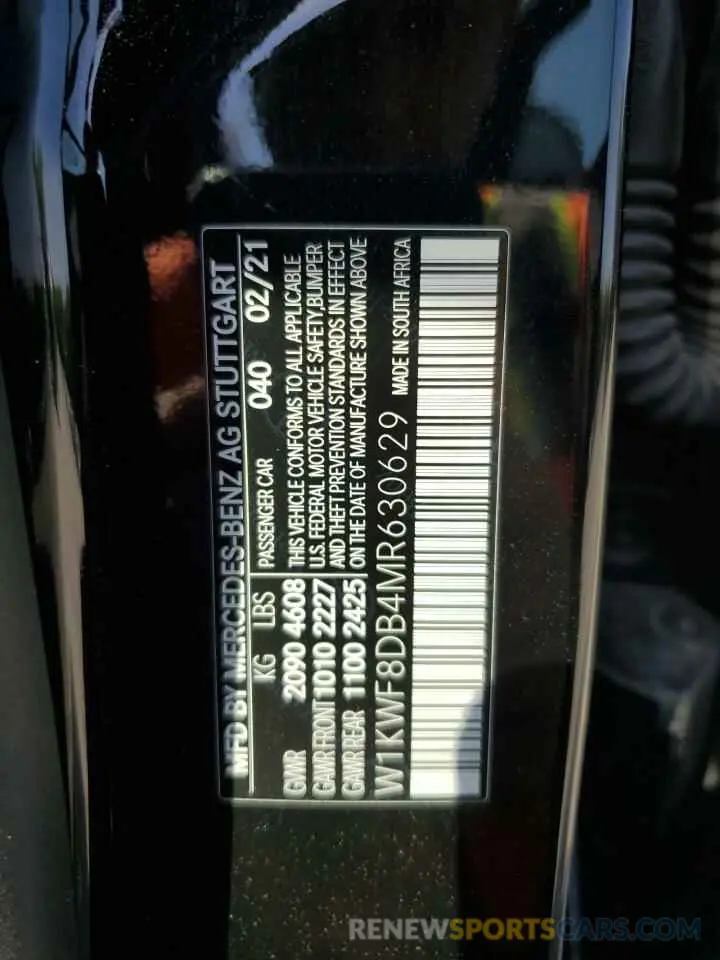 12 fotografías del automóvil dañado W1KWF8DB4MR630629 MERCEDES-BENZ C-CLASS 2021