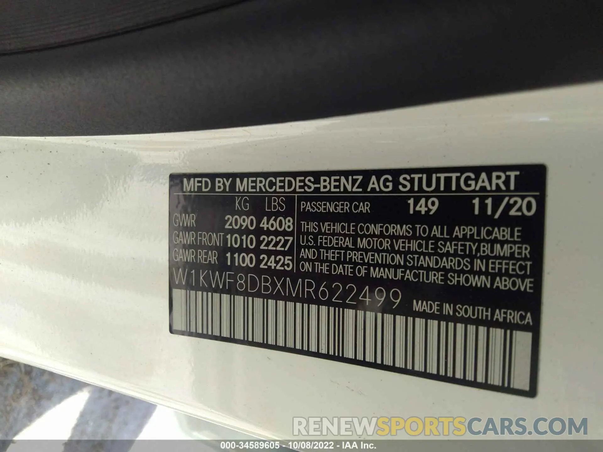 9 fotografías del automóvil dañado W1KWF8DBXMR622499 MERCEDES-BENZ C-CLASS 2021