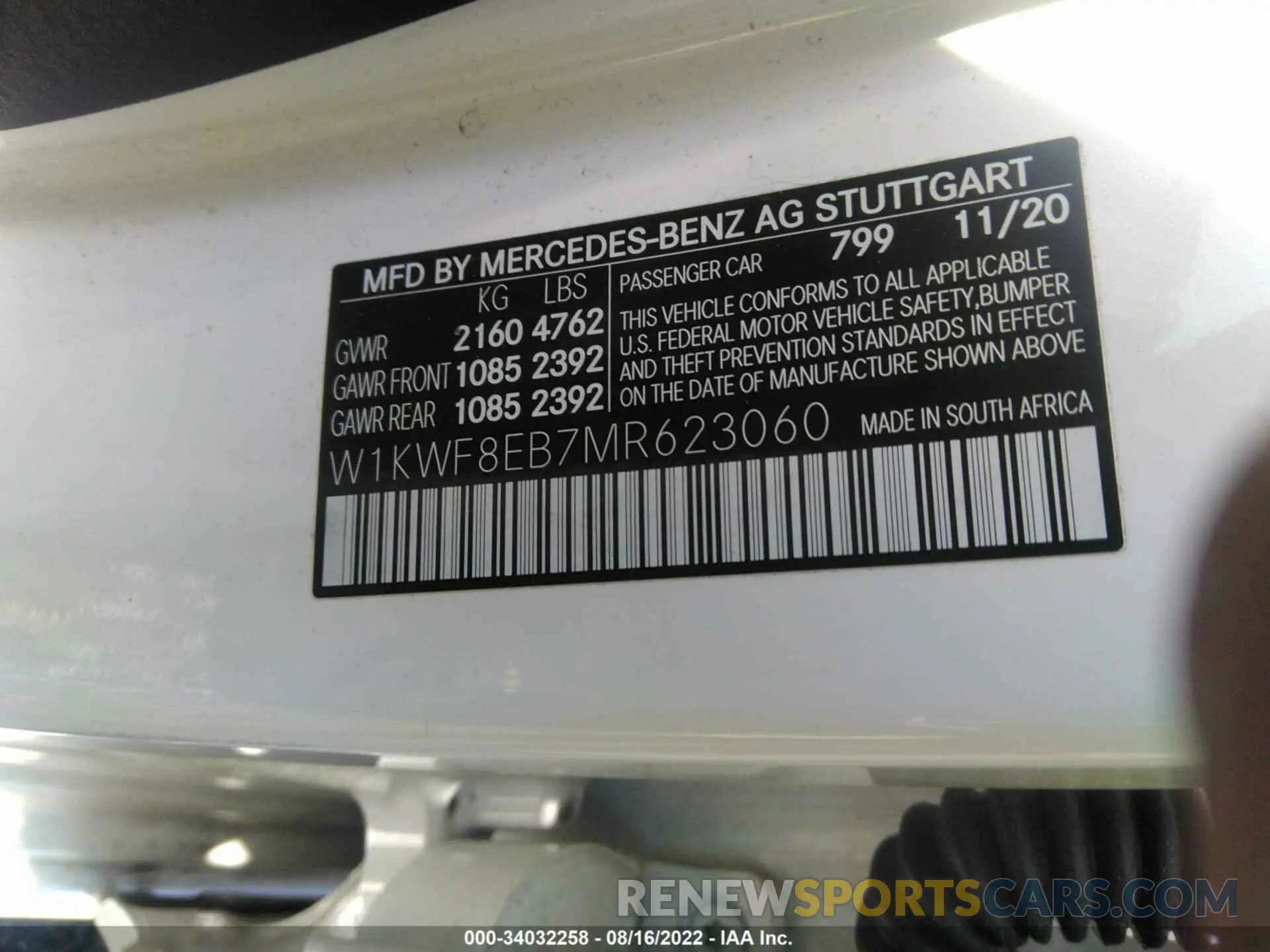 9 fotografías del automóvil dañado W1KWF8EB7MR623060 MERCEDES-BENZ C-CLASS 2021