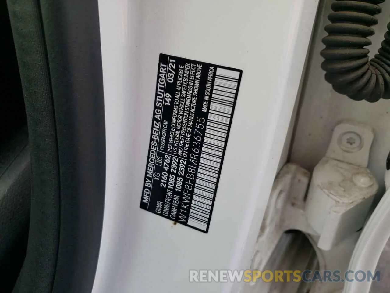 10 fotografías del automóvil dañado W1KWF8EB8MR636755 MERCEDES-BENZ C-CLASS 2021