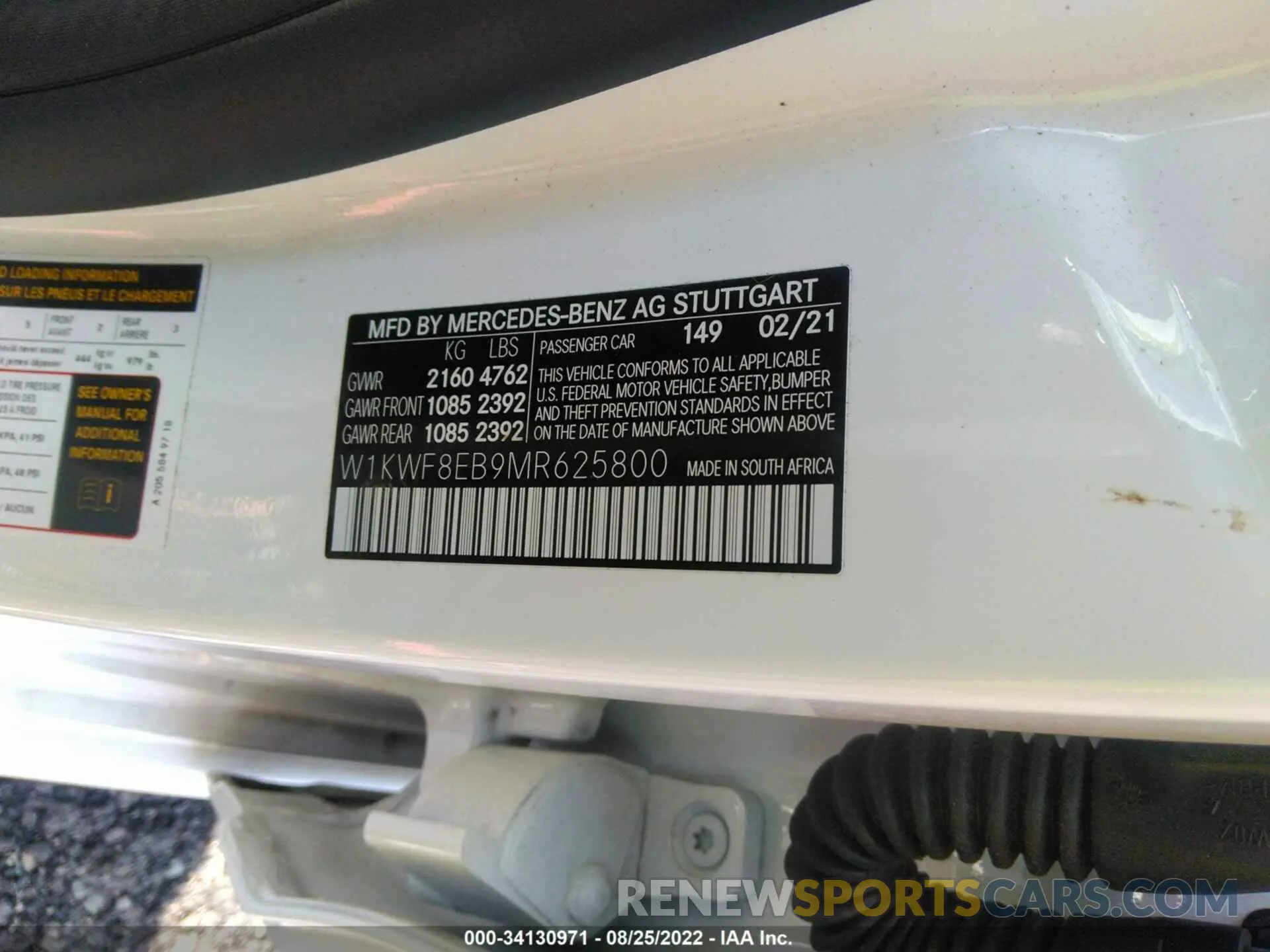 9 fotografías del automóvil dañado W1KWF8EB9MR625800 MERCEDES-BENZ C-CLASS 2021