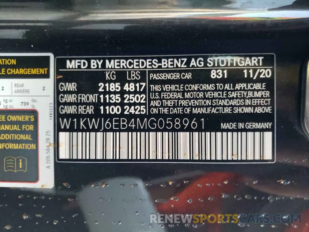 10 fotografías del automóvil dañado W1KWJ6EB4MG058961 MERCEDES-BENZ C-CLASS 2021