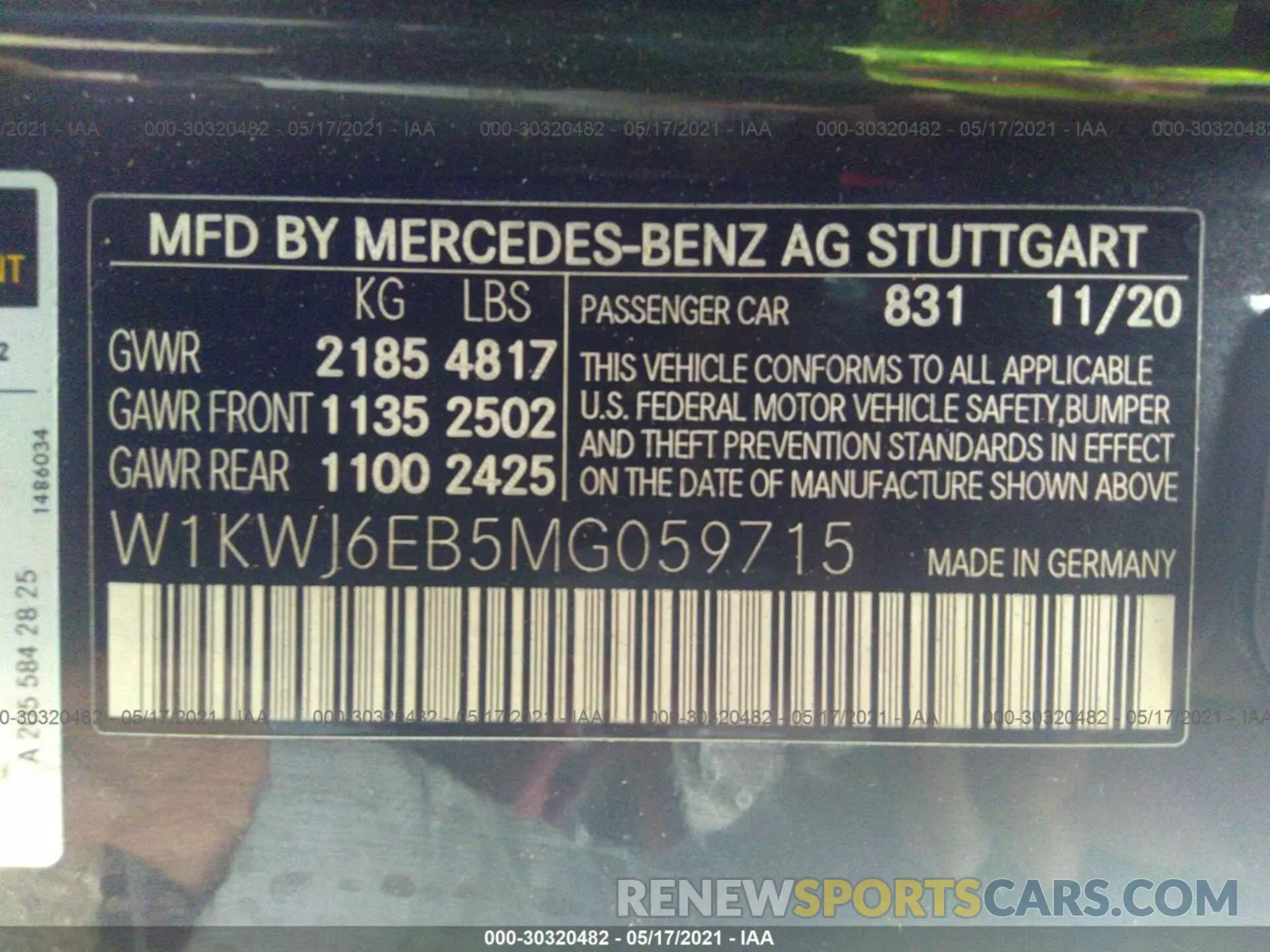 9 fotografías del automóvil dañado W1KWJ6EB5MG059715 MERCEDES-BENZ C-CLASS 2021