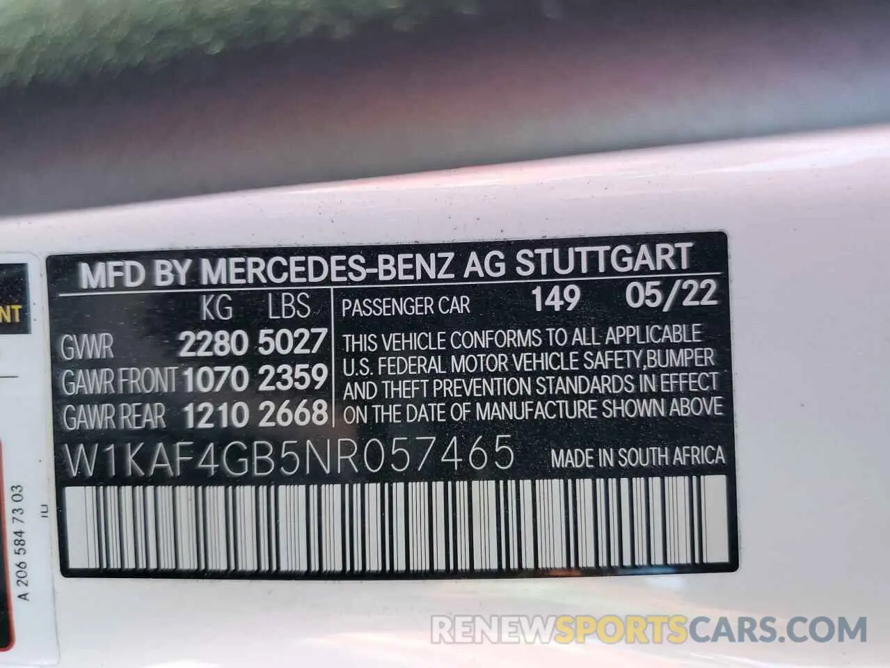 12 fotografías del automóvil dañado W1KAF4GB5NR057465 MERCEDES-BENZ C-CLASS 2022