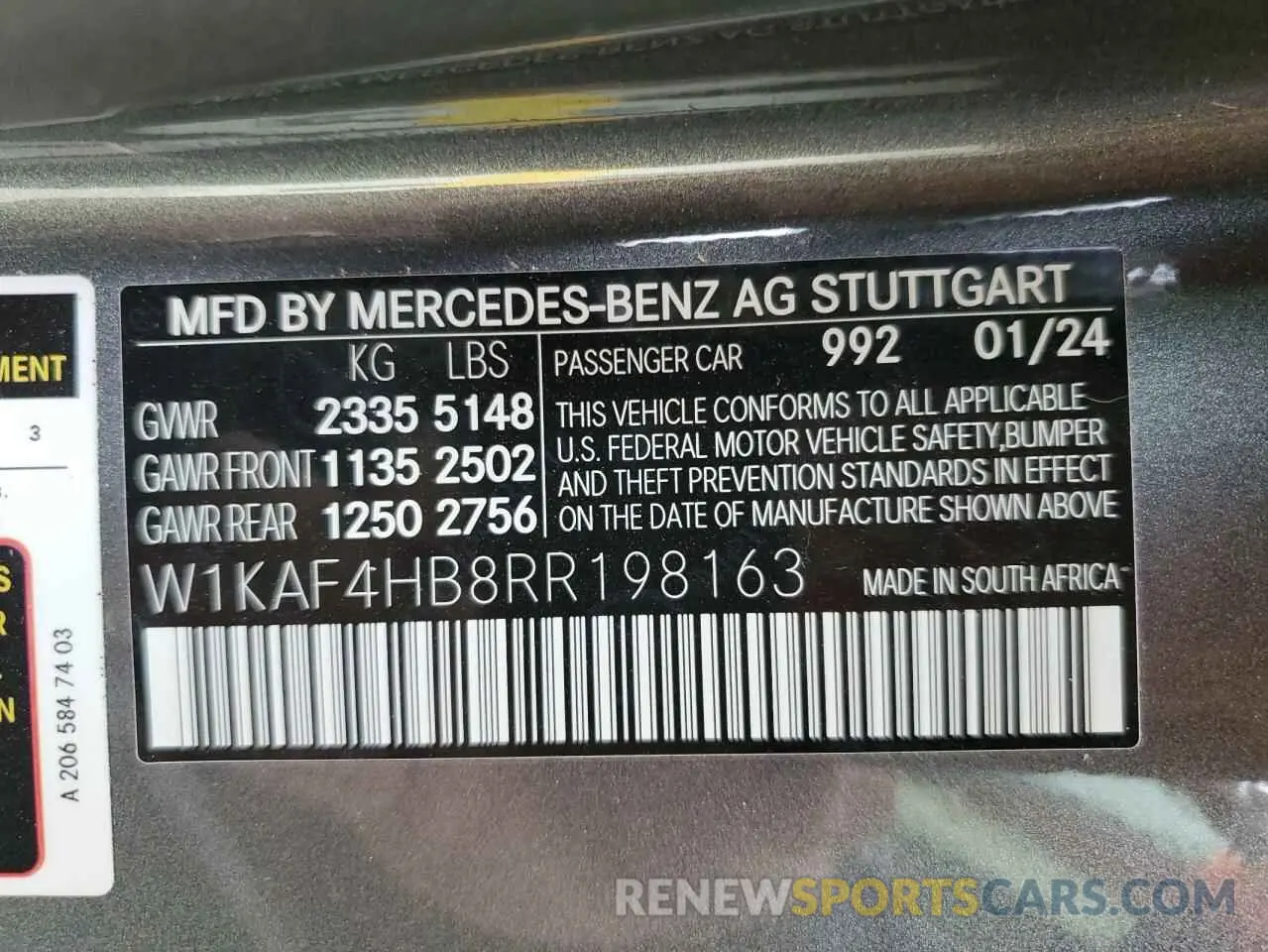 12 fotografías del automóvil dañado W1KAF4HB8RR198163 MERCEDES-BENZ C-CLASS 2024