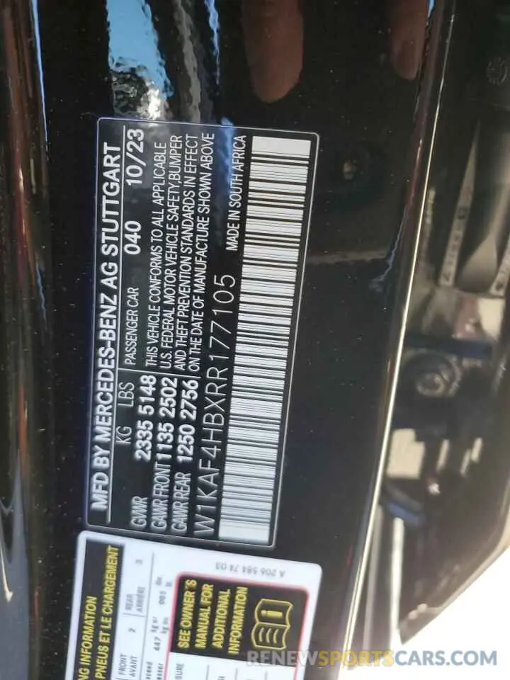 12 fotografías del automóvil dañado W1KAF4HBXRR177105 MERCEDES-BENZ C-CLASS 2024