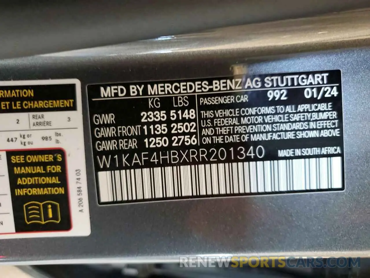 13 fotografías del automóvil dañado W1KAF4HBXRR201340 MERCEDES-BENZ C-CLASS 2024