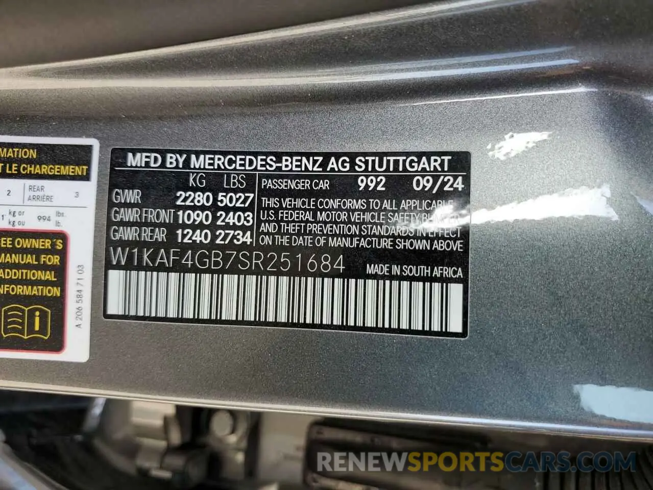 12 fotografías del automóvil dañado W1KAF4GB7SR251684 MERCEDES-BENZ C-CLASS 2025
