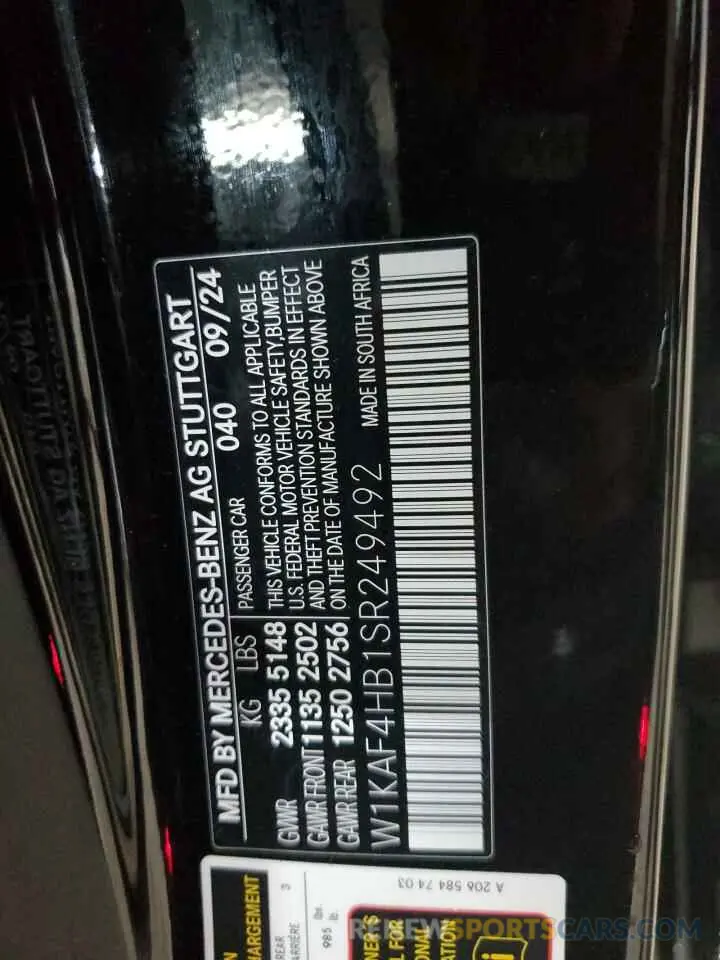 12 fotografías del automóvil dañado W1KAF4HB1SR249492 MERCEDES-BENZ C-CLASS 2025