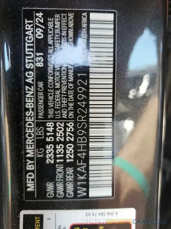 12 fotografías del automóvil dañado W1KAF4HB9SR249921 MERCEDES-BENZ C-CLASS 2025