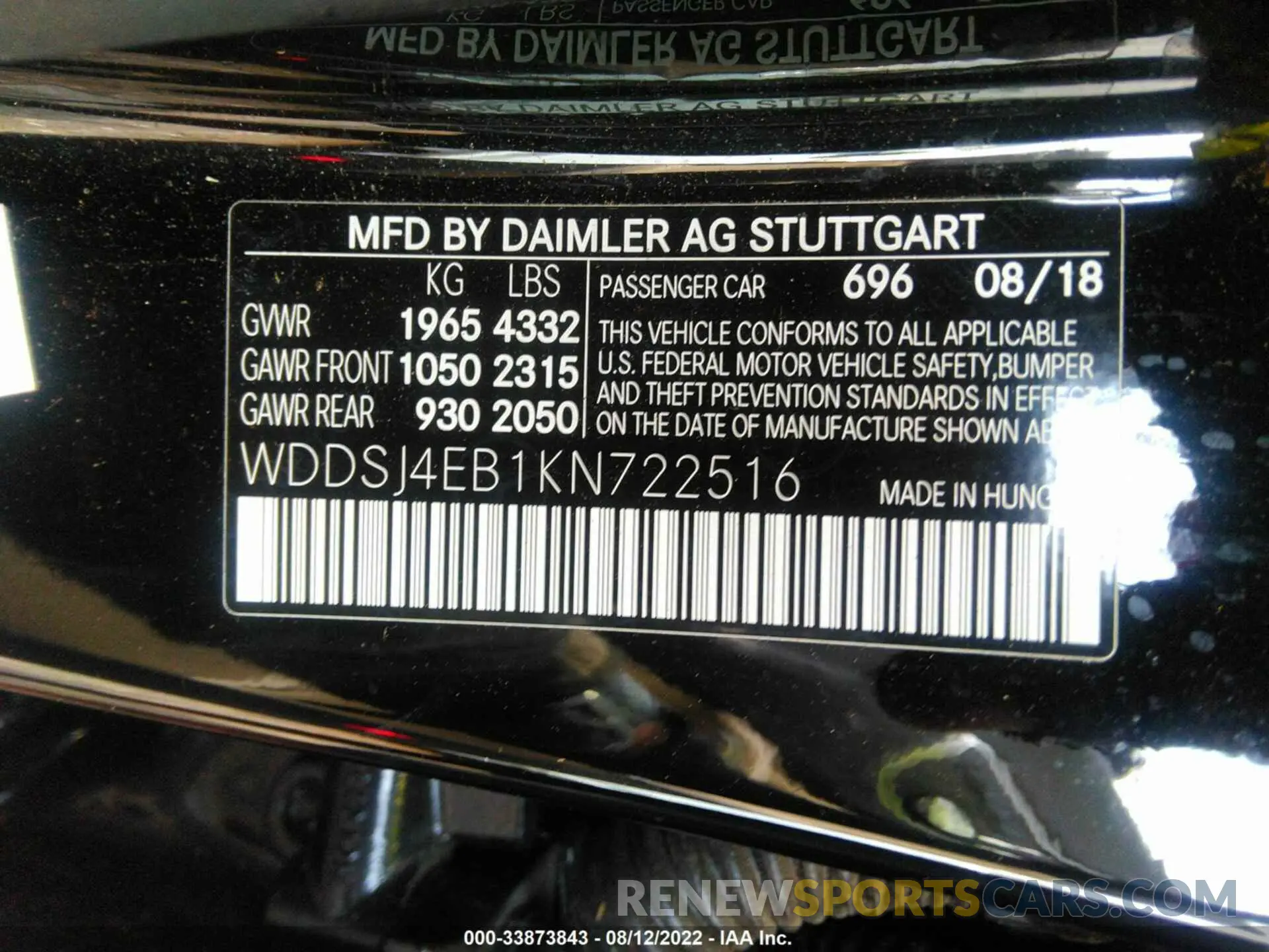 9 fotografías del automóvil dañado WDDSJ4EB1KN722516 MERCEDES-BENZ CLA 2019