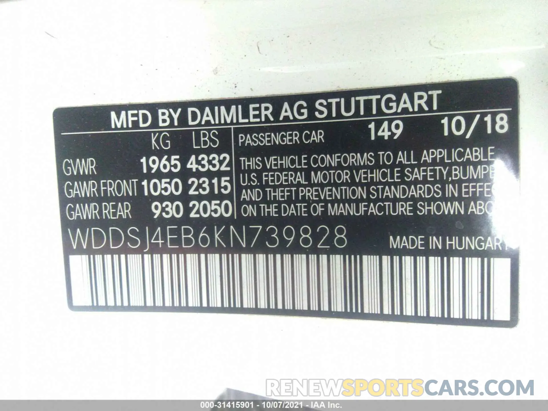 9 fotografías del automóvil dañado WDDSJ4EB6KN739828 MERCEDES-BENZ CLA 2019