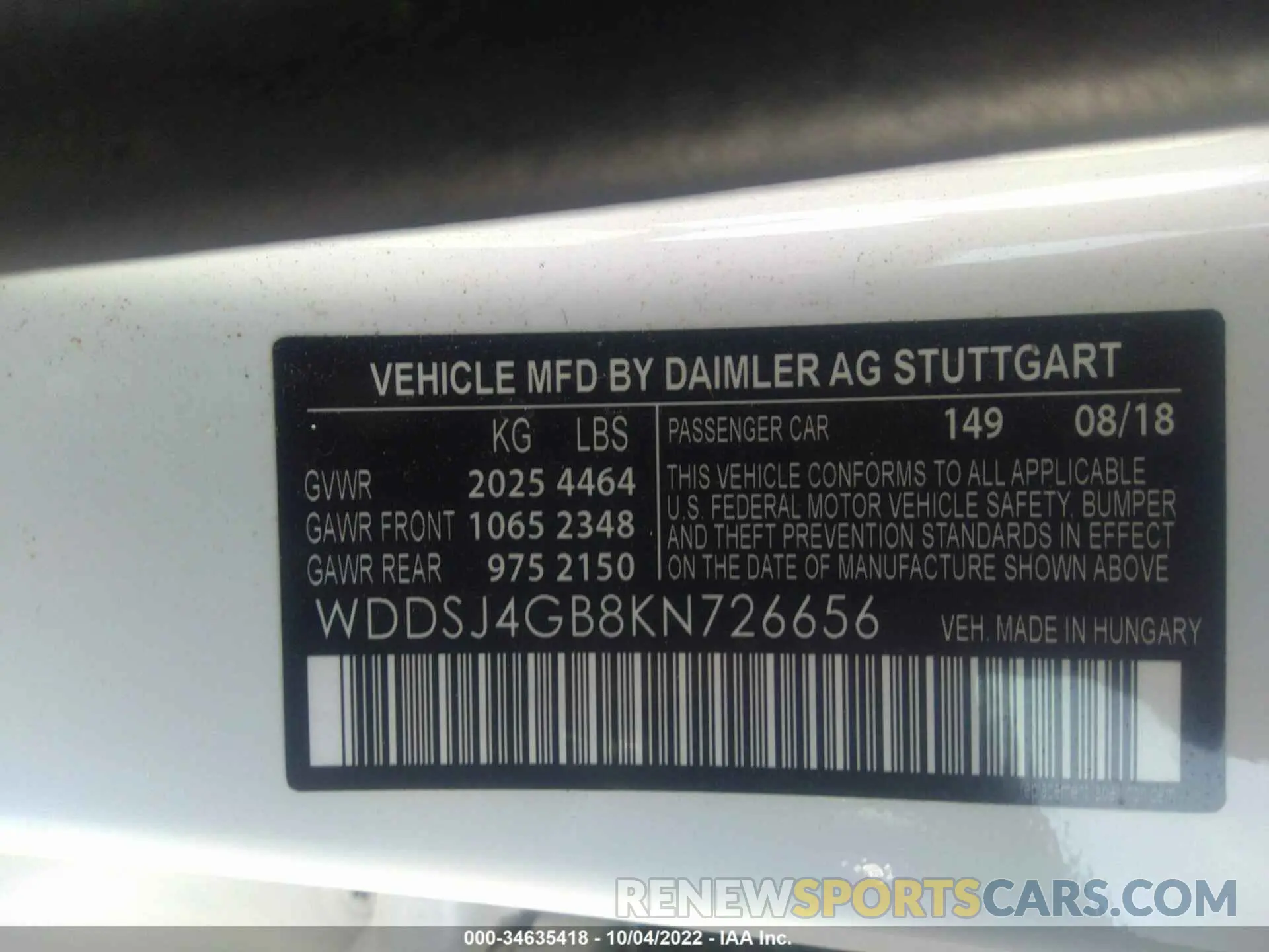 9 fotografías del automóvil dañado WDDSJ4GB8KN726656 MERCEDES-BENZ CLA 2019