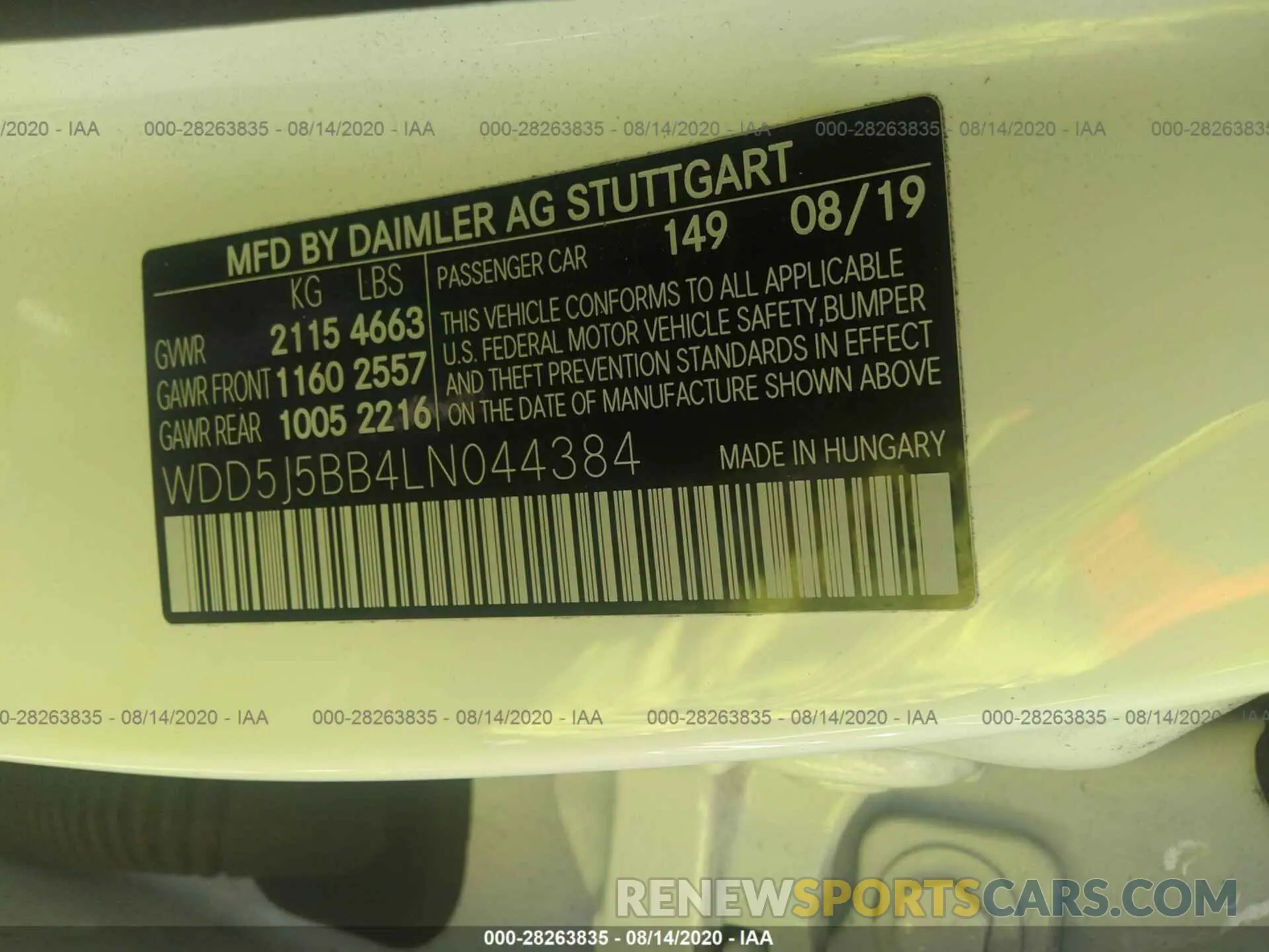 9 fotografías del automóvil dañado WDD5J5BB4LN044384 MERCEDES-BENZ CLA 2020
