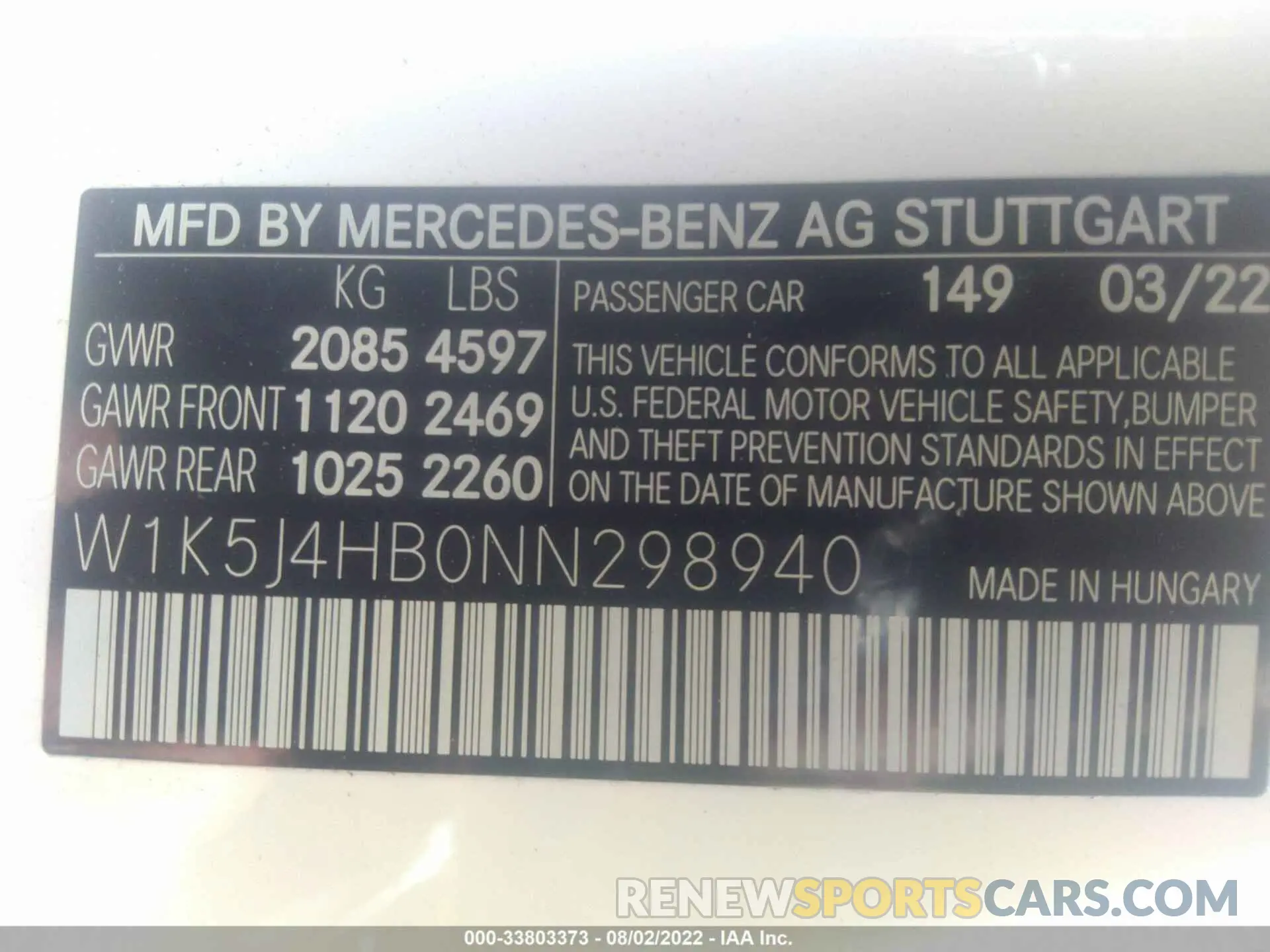 9 fotografías del automóvil dañado W1K5J4HB0NN298940 MERCEDES-BENZ CLA 2022