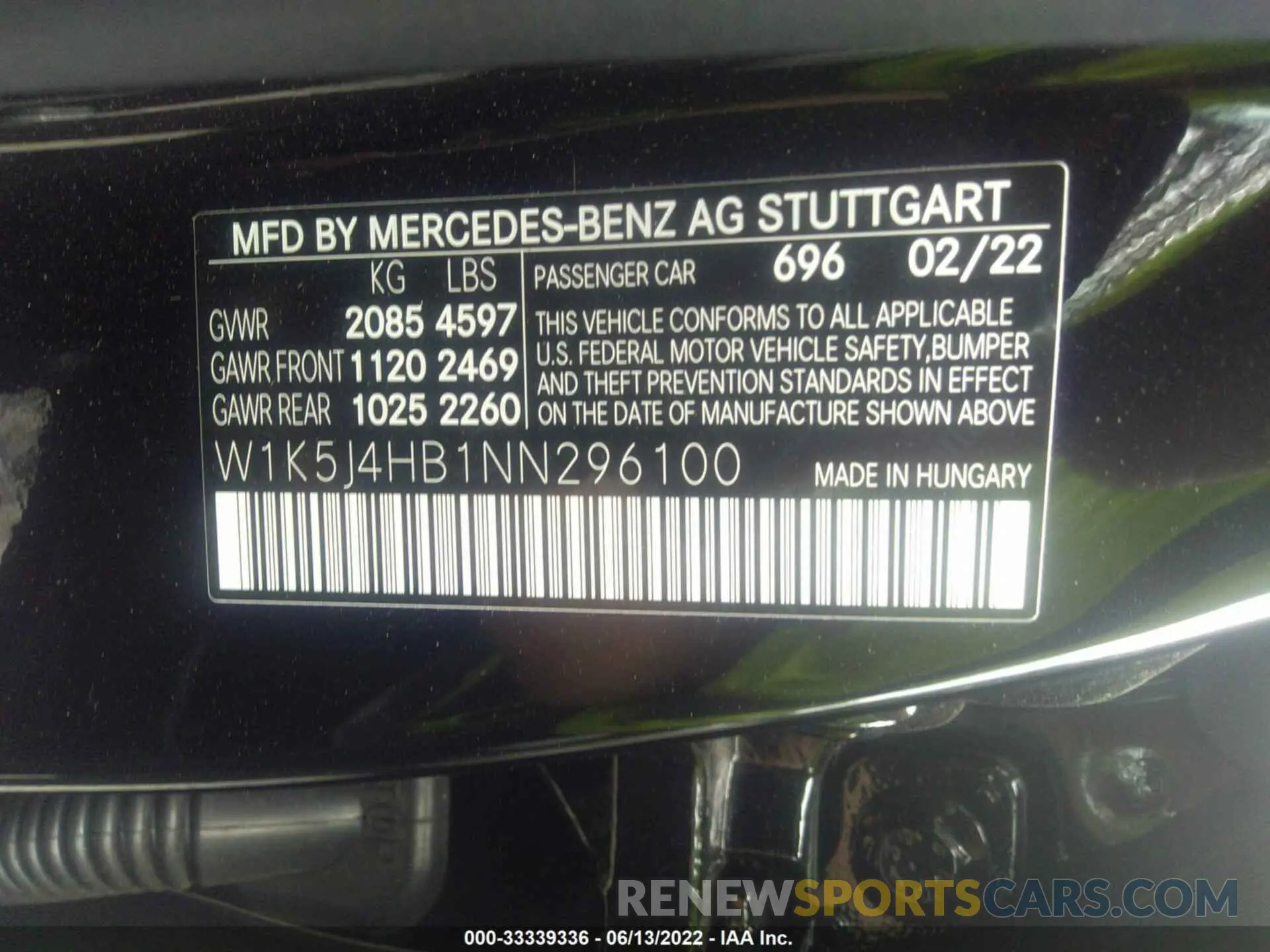 9 fotografías del automóvil dañado W1K5J4HB1NN296100 MERCEDES-BENZ CLA 2022