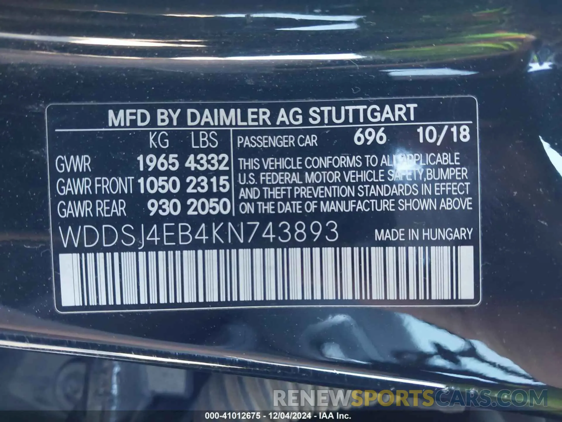9 fotografías del automóvil dañado WDDSJ4EB4KN743893 MERCEDES-BENZ CLA 250 2019