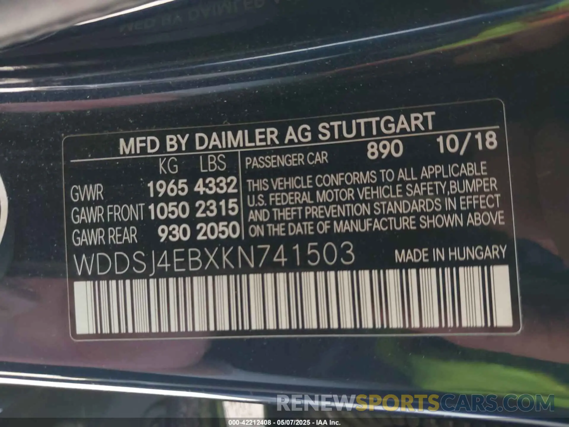 9 fotografías del automóvil dañado WDDSJ4EBXKN741503 MERCEDES-BENZ CLA 250 2019