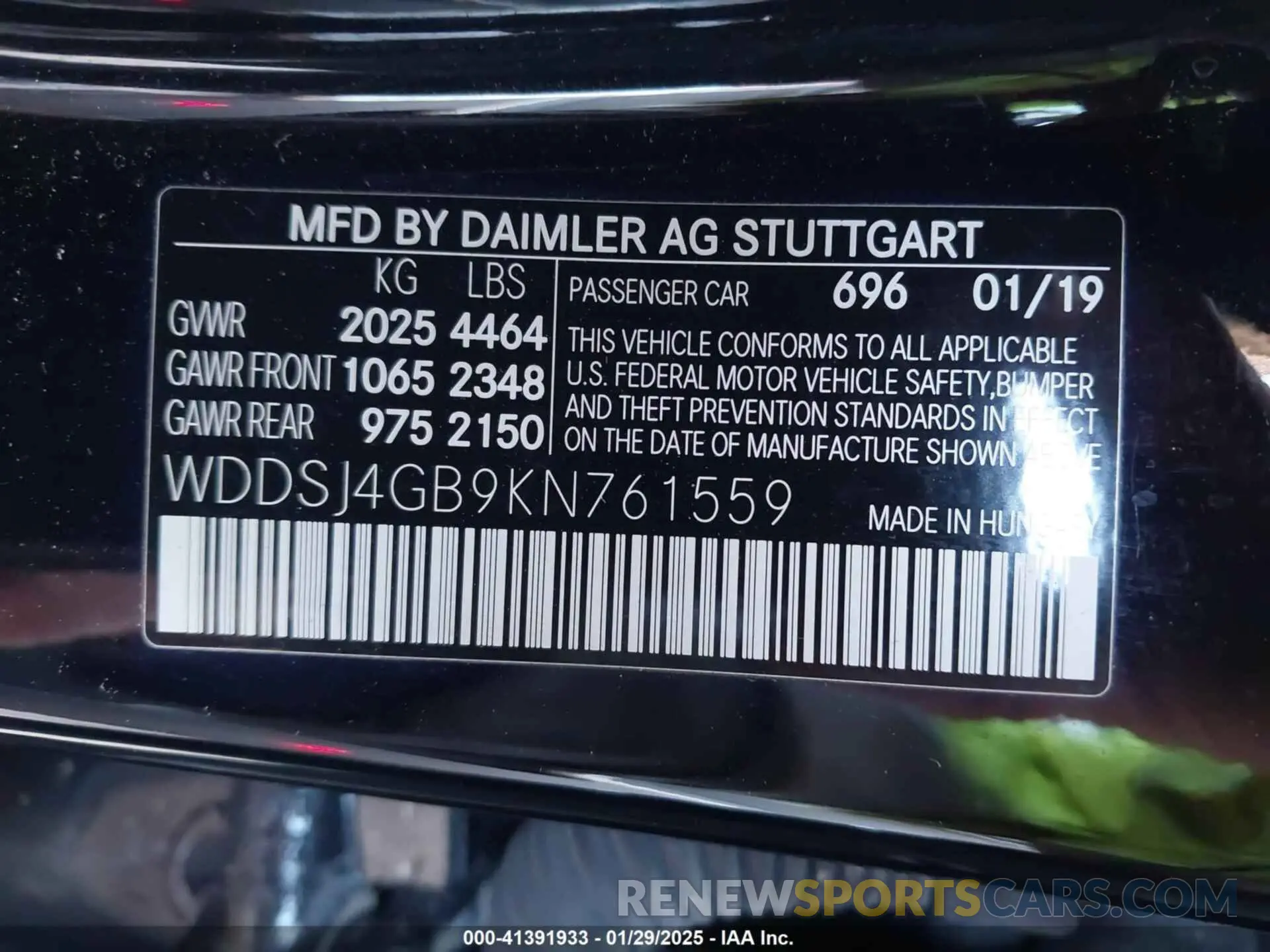 9 fotografías del automóvil dañado WDDSJ4GB9KN761559 MERCEDES-BENZ CLA 250 2019