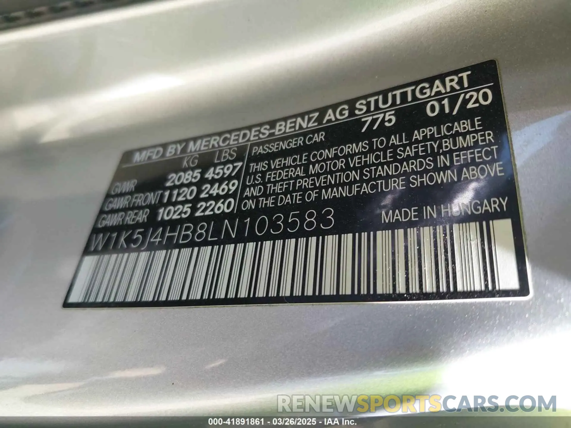 9 fotografías del automóvil dañado W1K5J4HB8LN103583 MERCEDES-BENZ CLA 250 2020