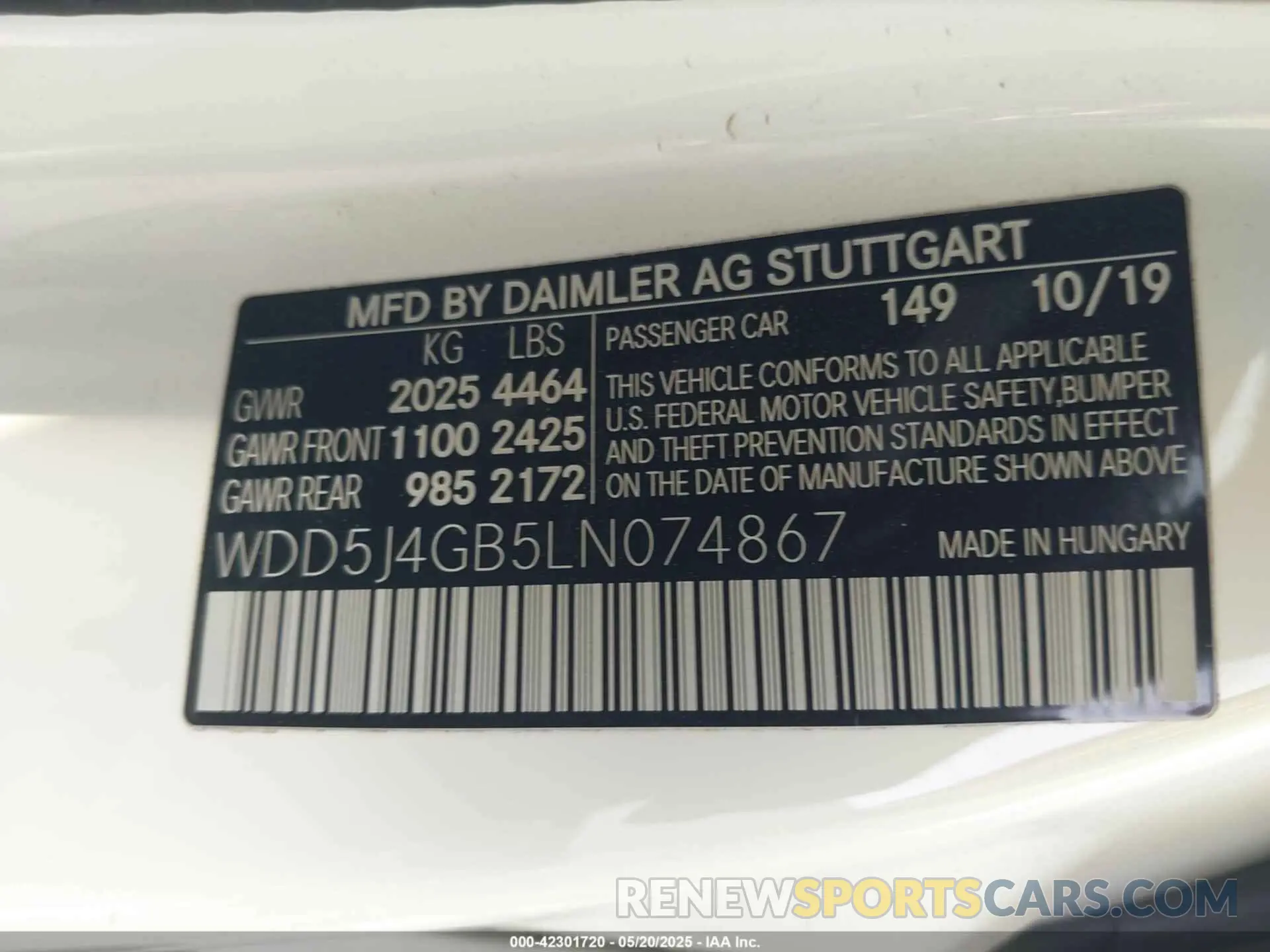 9 fotografías del automóvil dañado WDD5J4GB5LN074867 MERCEDES-BENZ CLA 250 2020