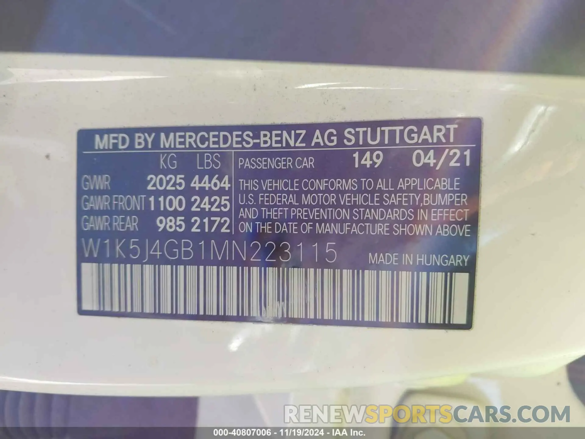 9 fotografías del automóvil dañado W1K5J4GB1MN223115 MERCEDES-BENZ CLA 250 2021