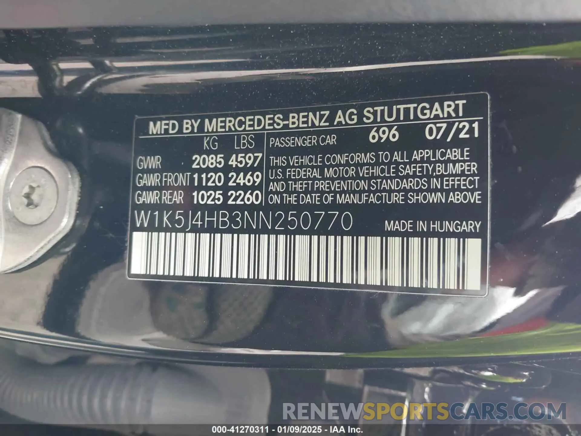 9 fotografías del automóvil dañado W1K5J4HB3NN250770 MERCEDES-BENZ CLA 250 COUPE 2022
