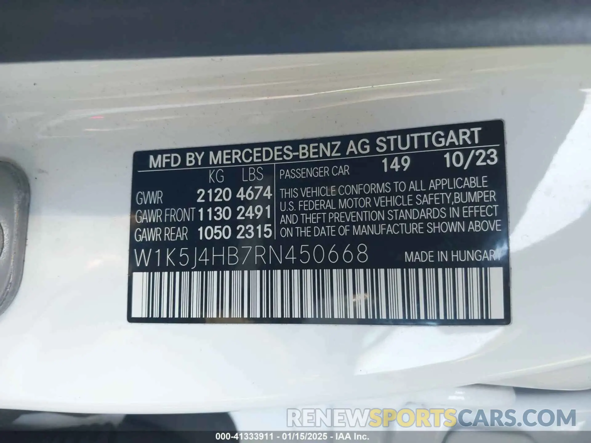 9 fotografías del automóvil dañado W1K5J4HB7RN450668 MERCEDES-BENZ CLA 250 COUPE 2024