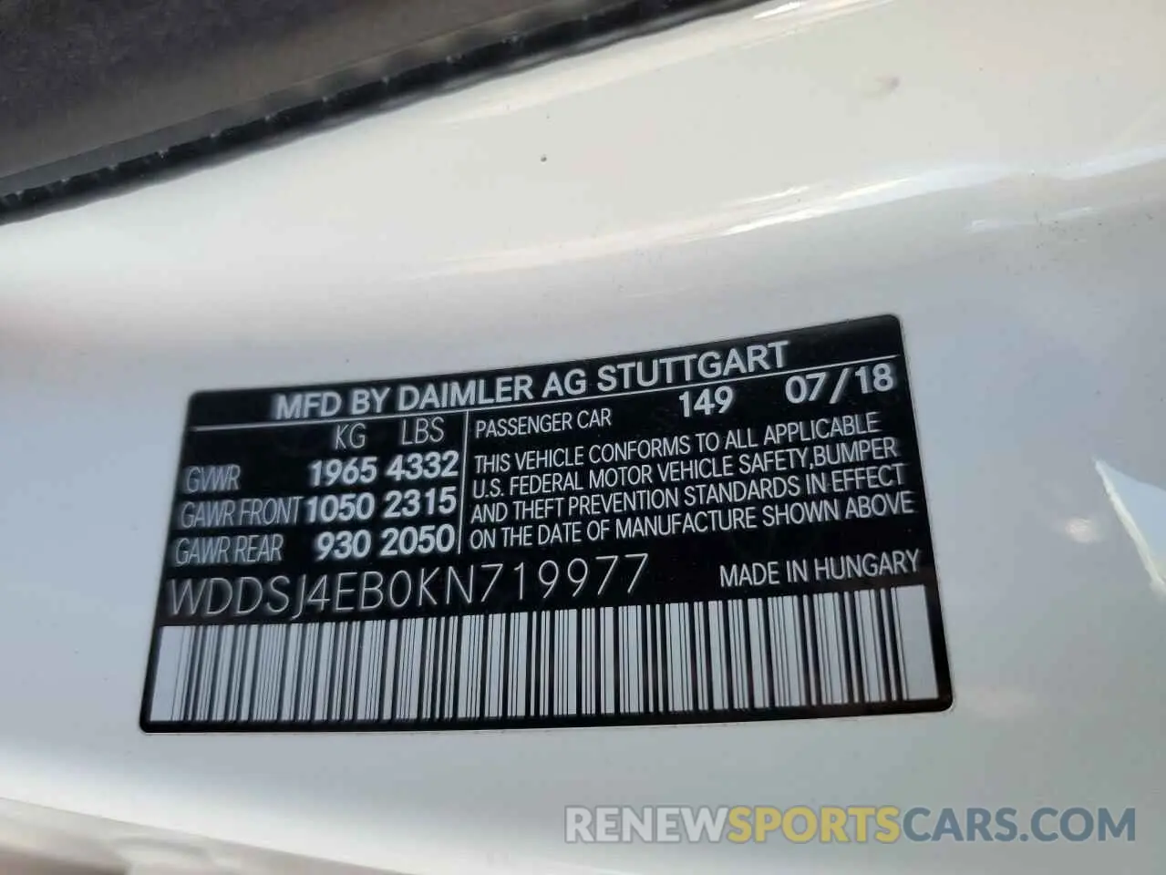 12 fotografías del automóvil dañado WDDSJ4EB0KN719977 MERCEDES-BENZ CLA-CLASS 2019