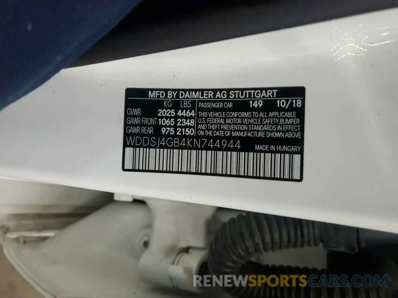 12 fotografías del automóvil dañado WDDSJ4GB4KN744944 MERCEDES-BENZ CLA-CLASS 2019