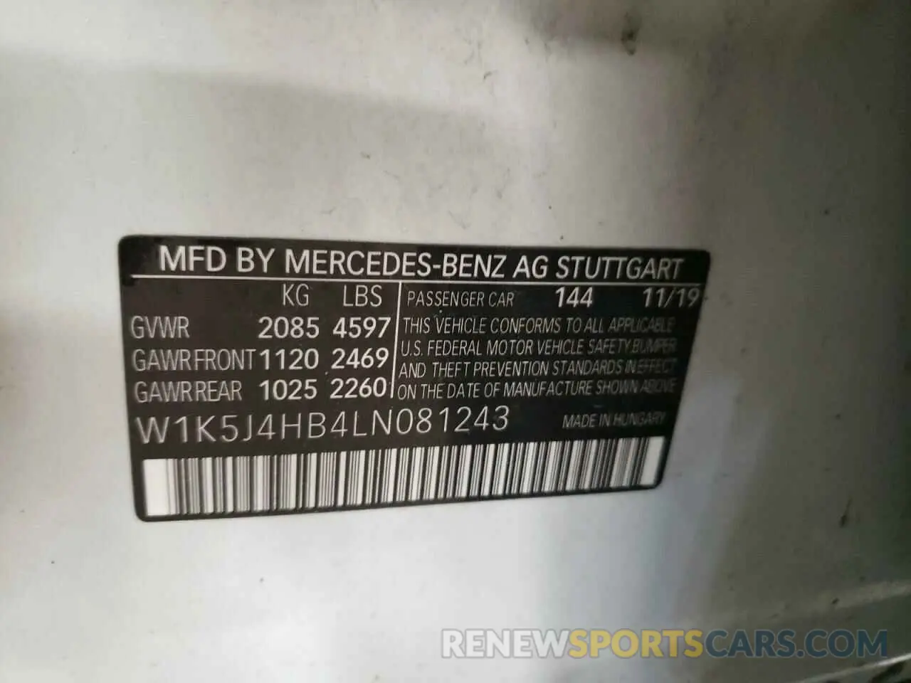 12 fotografías del automóvil dañado W1K5J4HB4LN081243 MERCEDES-BENZ CLA-CLASS 2020