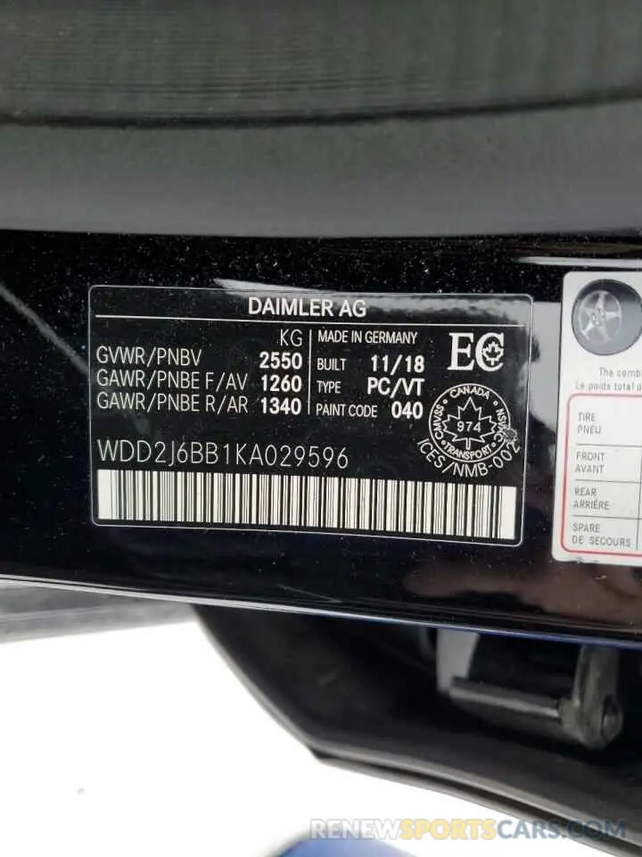 13 fotografías del automóvil dañado WDD2J6BB1KA029596 MERCEDES-BENZ CLC-CLASS 2019