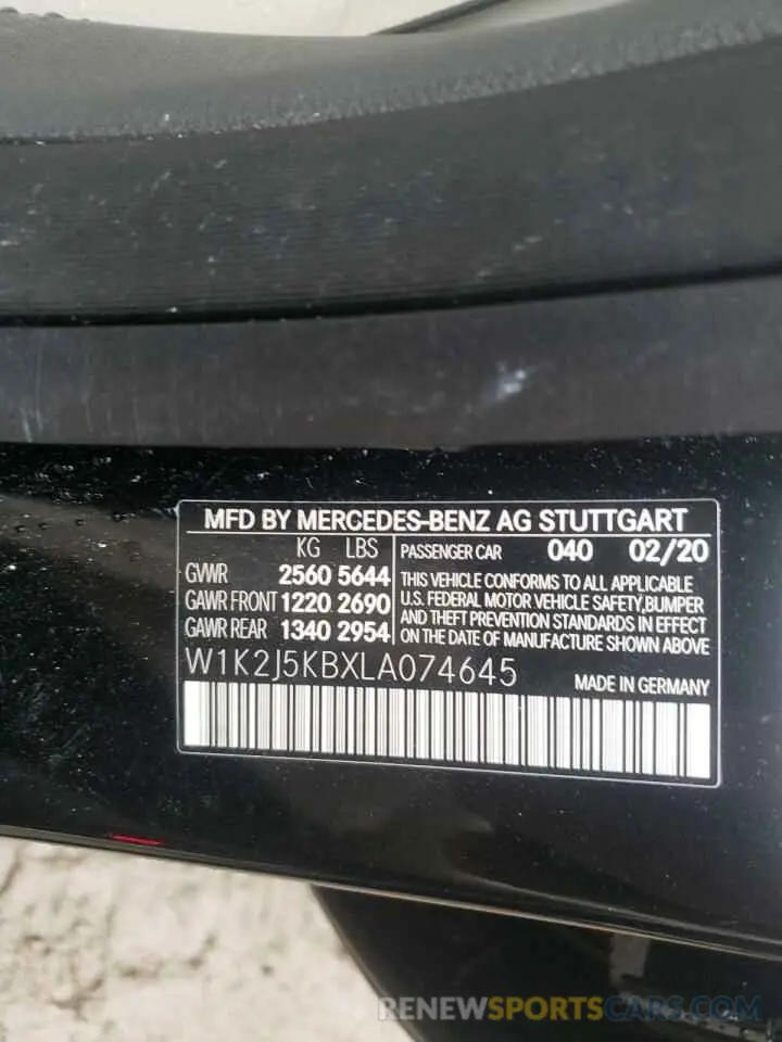 10 fotografías del automóvil dañado W1K2J5KBXLA074645 MERCEDES-BENZ CLC-CLASS 2020