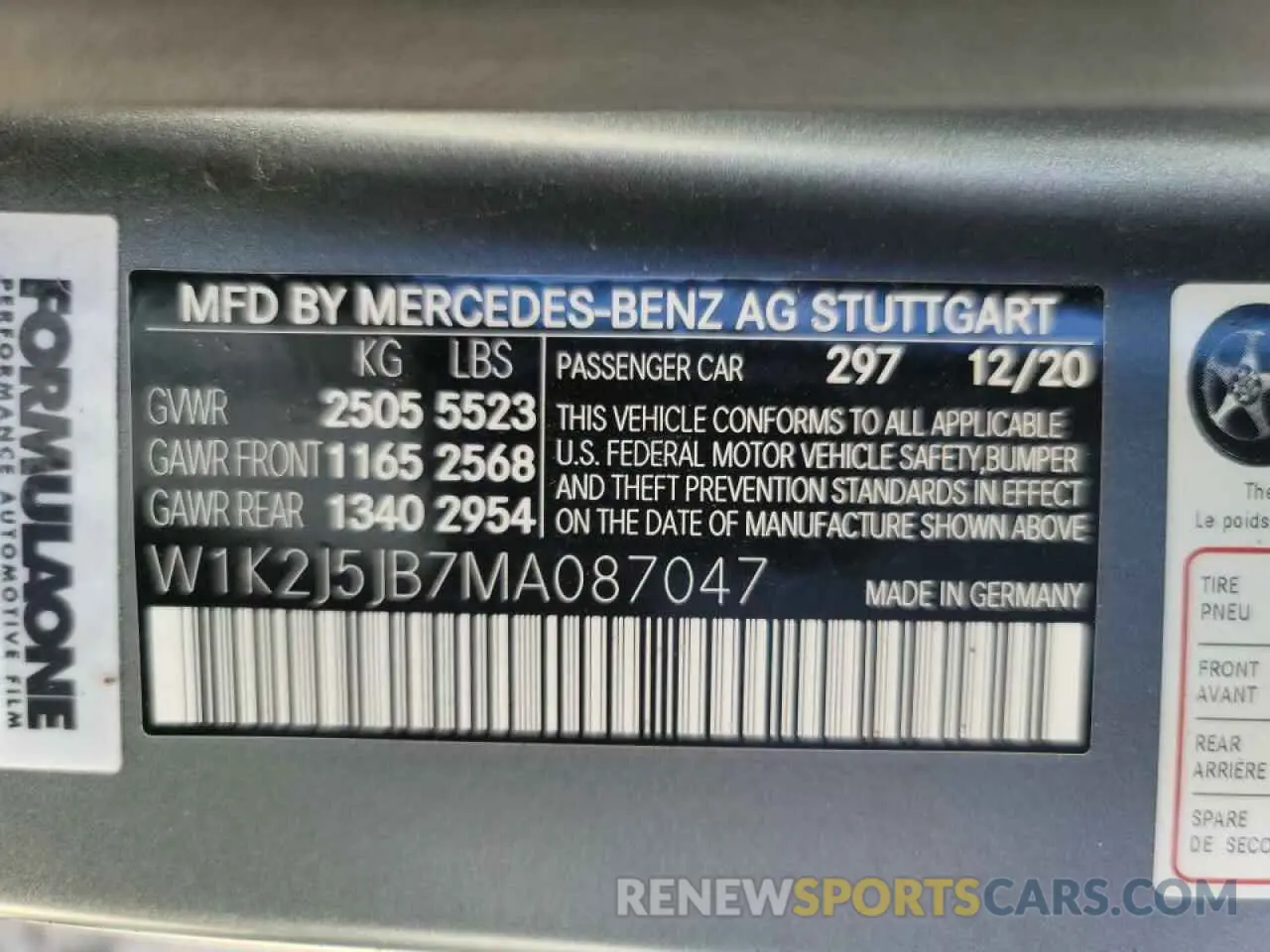 10 fotografías del automóvil dañado W1K2J5JB7MA087047 MERCEDES-BENZ CLC-CLASS 2021