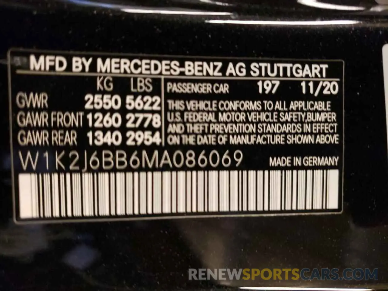 10 fotografías del automóvil dañado W1K2J6BB6MA086069 MERCEDES-BENZ CLC-CLASS 2021