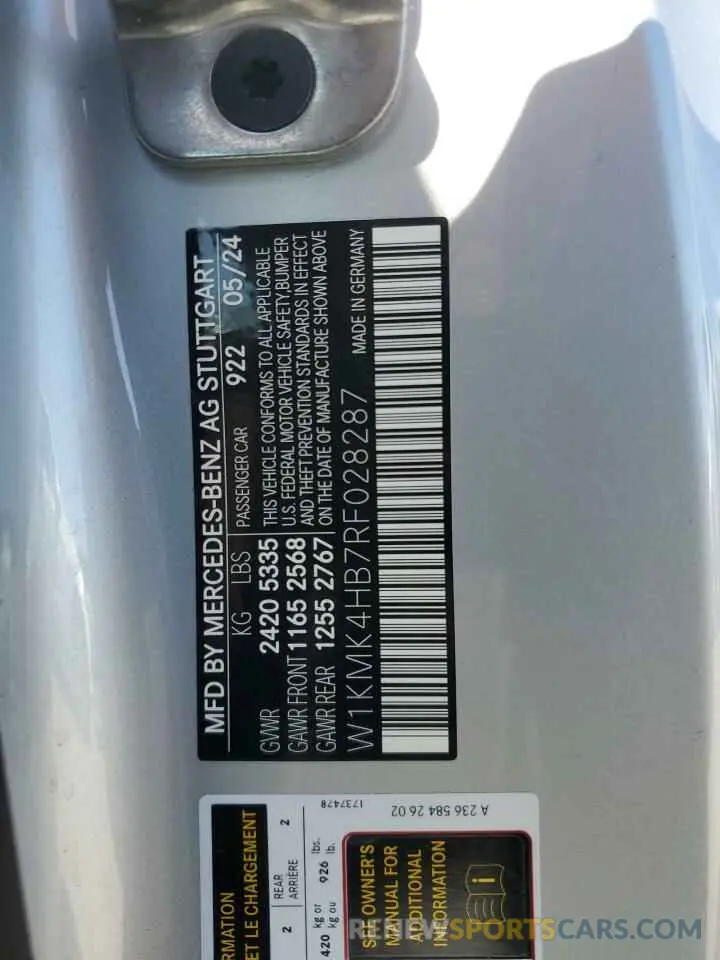 12 fotografías del automóvil dañado W1KMK4HB7RF028287 MERCEDES-BENZ CLE 300 4M 2024