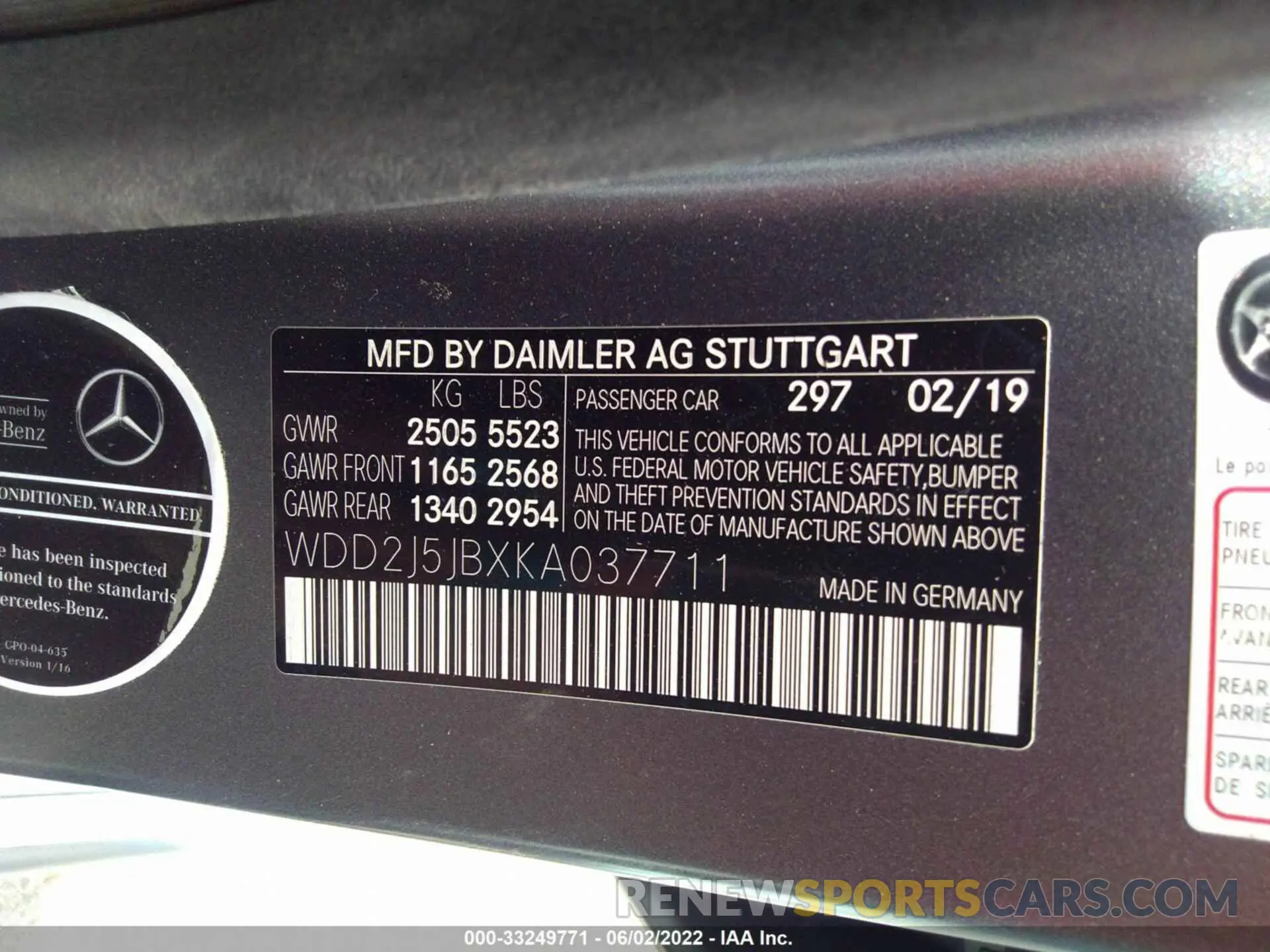 9 fotografías del automóvil dañado WDD2J5JBXKA037711 MERCEDES-BENZ CLS 2019