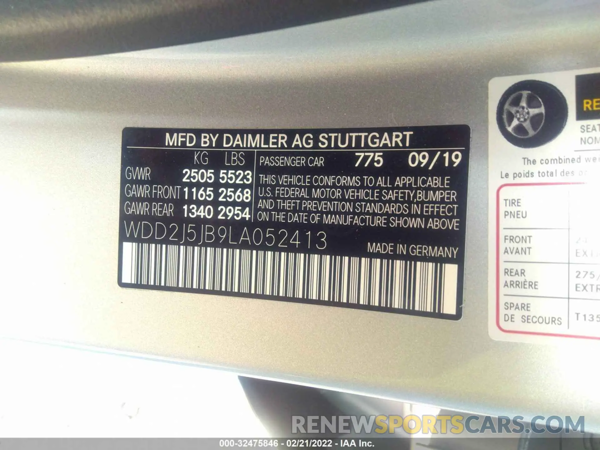 9 fotografías del automóvil dañado WDD2J5JB9LA052413 MERCEDES-BENZ CLS 2020
