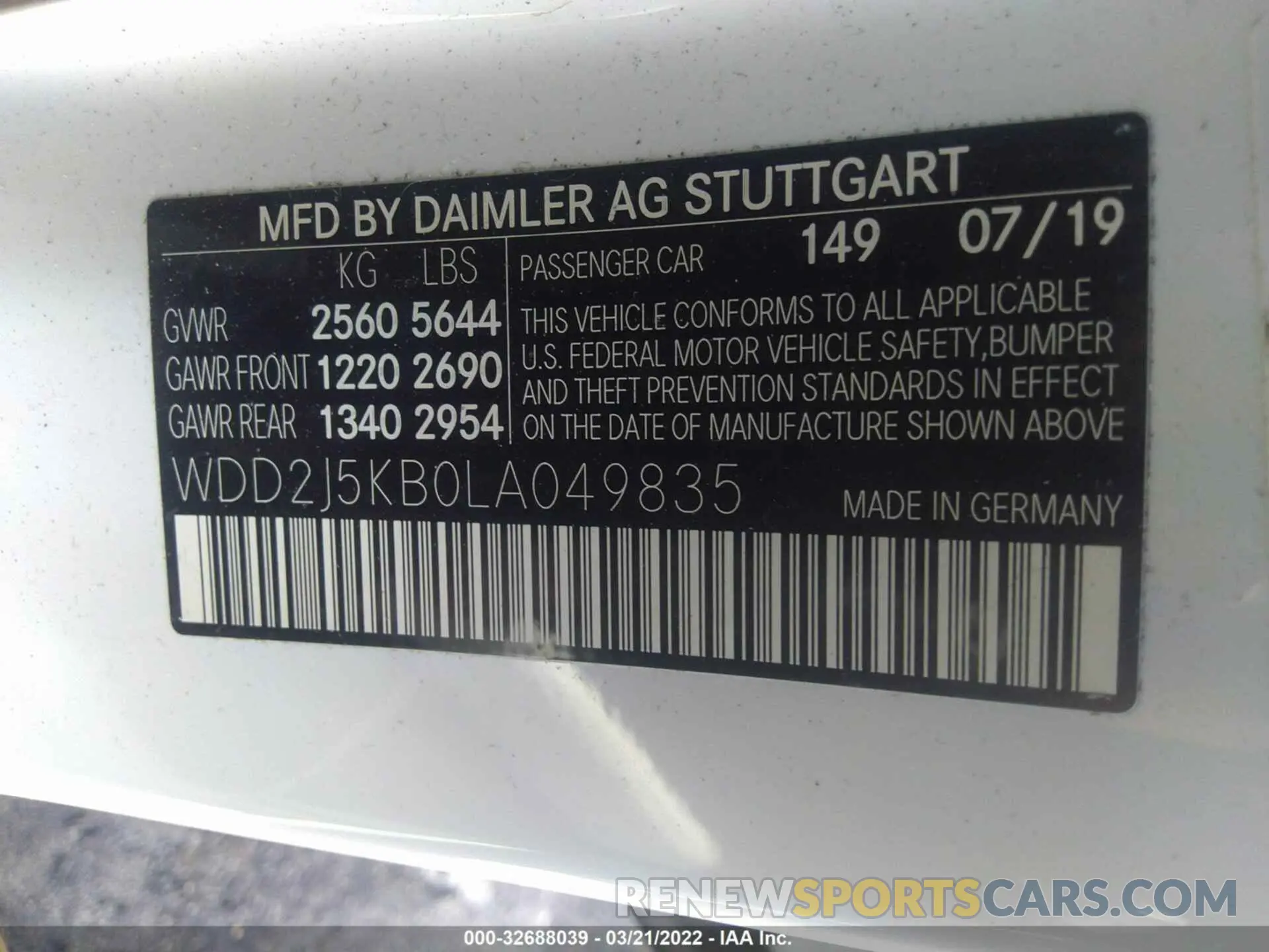 9 fotografías del automóvil dañado WDD2J5KB0LA049835 MERCEDES-BENZ CLS 2020