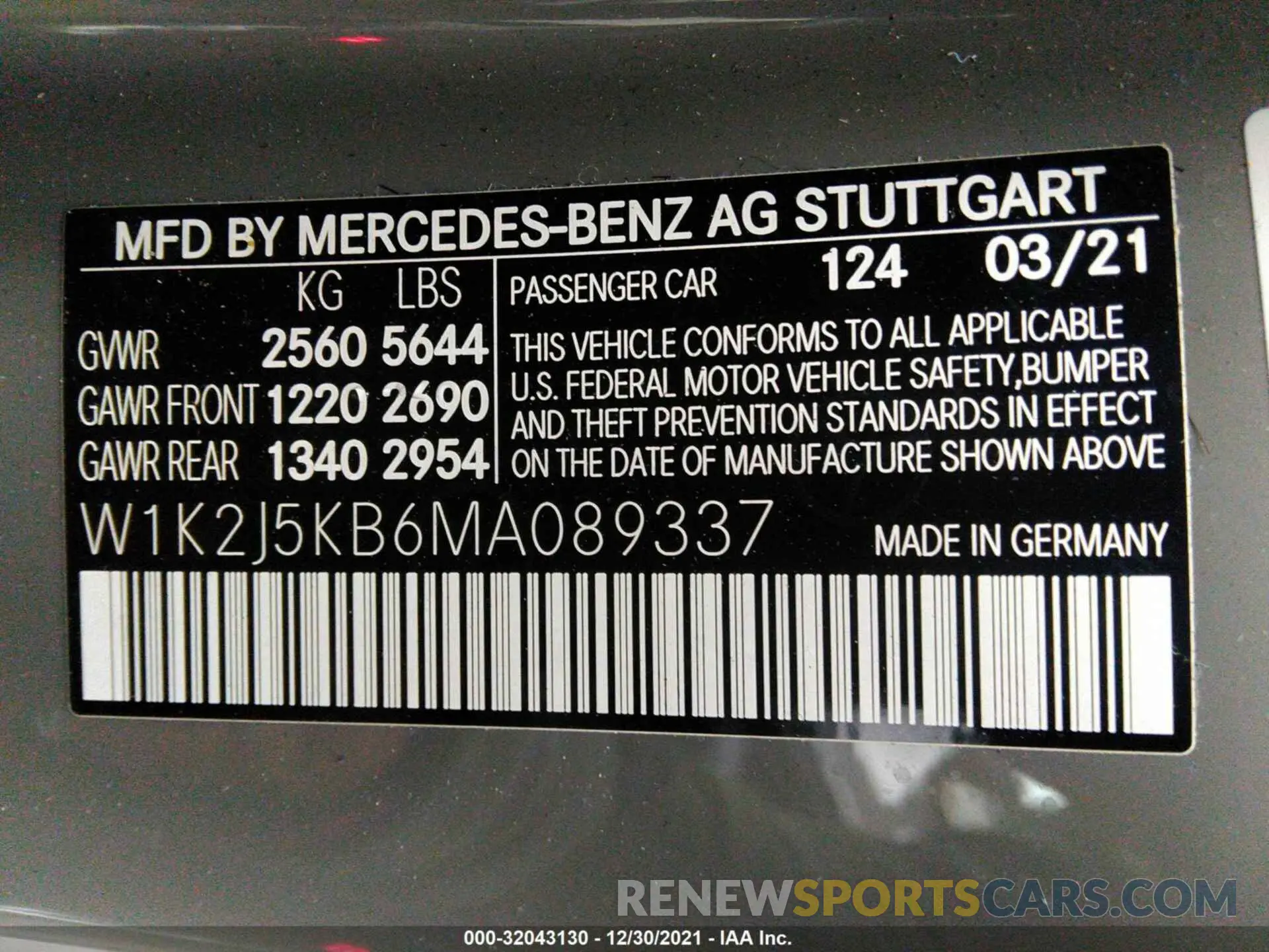 9 fotografías del automóvil dañado W1K2J5KB6MA089337 MERCEDES-BENZ CLS 2021