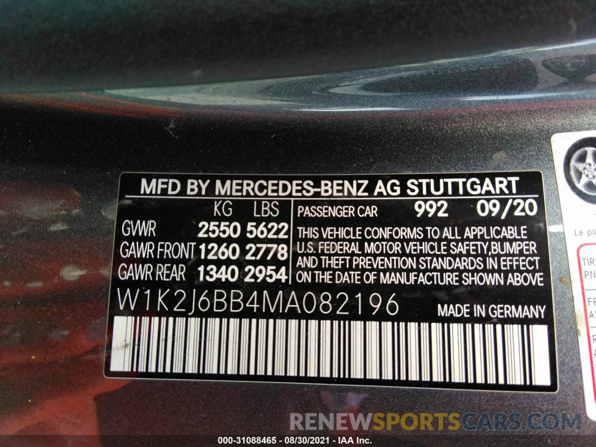 9 fotografías del automóvil dañado W1K2J6BB4MA082196 MERCEDES-BENZ CLS 2021