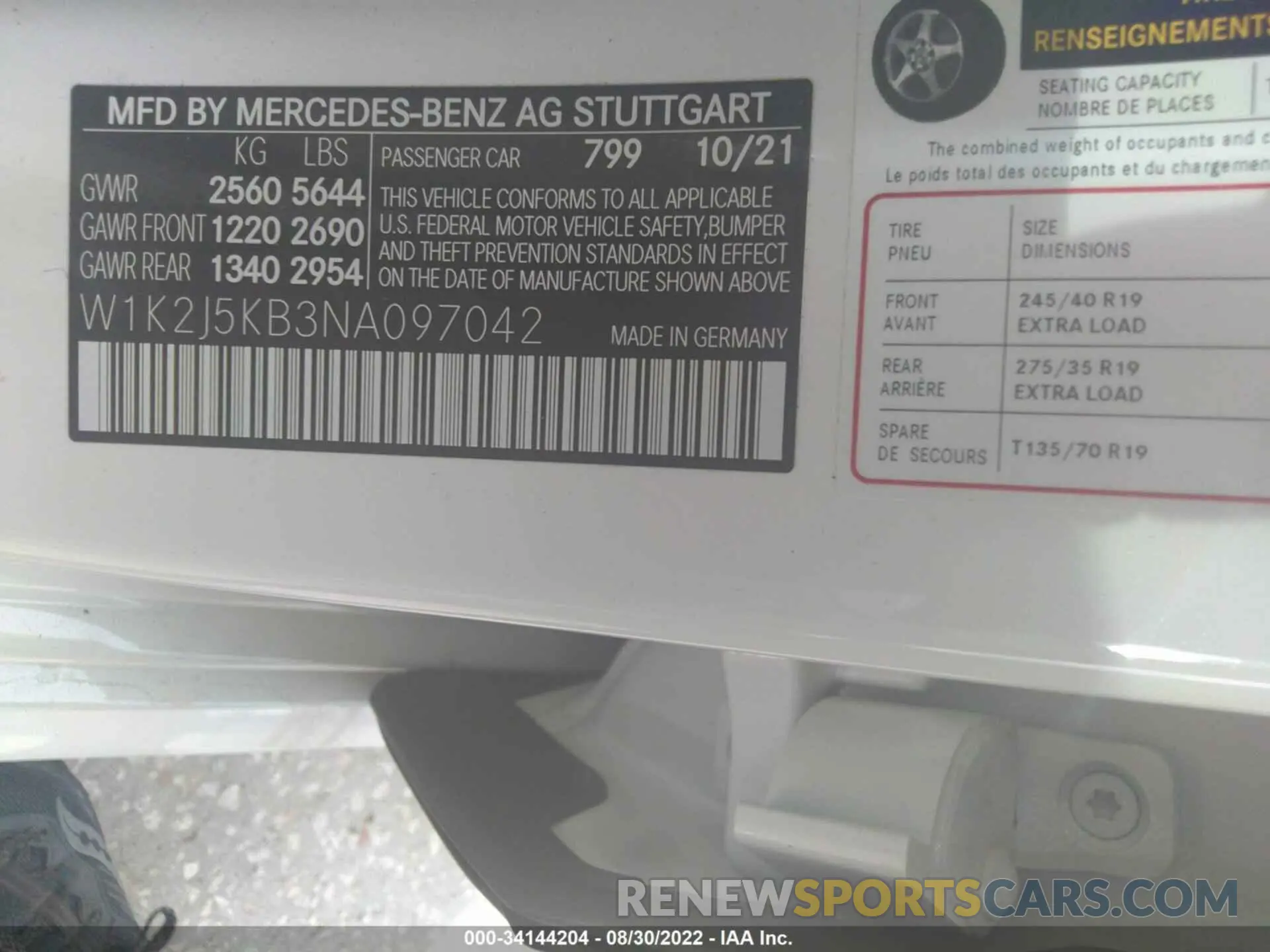 9 fotografías del automóvil dañado W1K2J5KB3NA097042 MERCEDES-BENZ CLS 2022