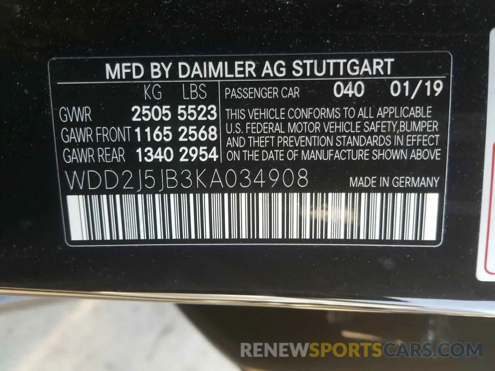 10 fotografías del automóvil dañado WDD2J5JB3KA034908 MERCEDES-BENZ CLS 450 2019