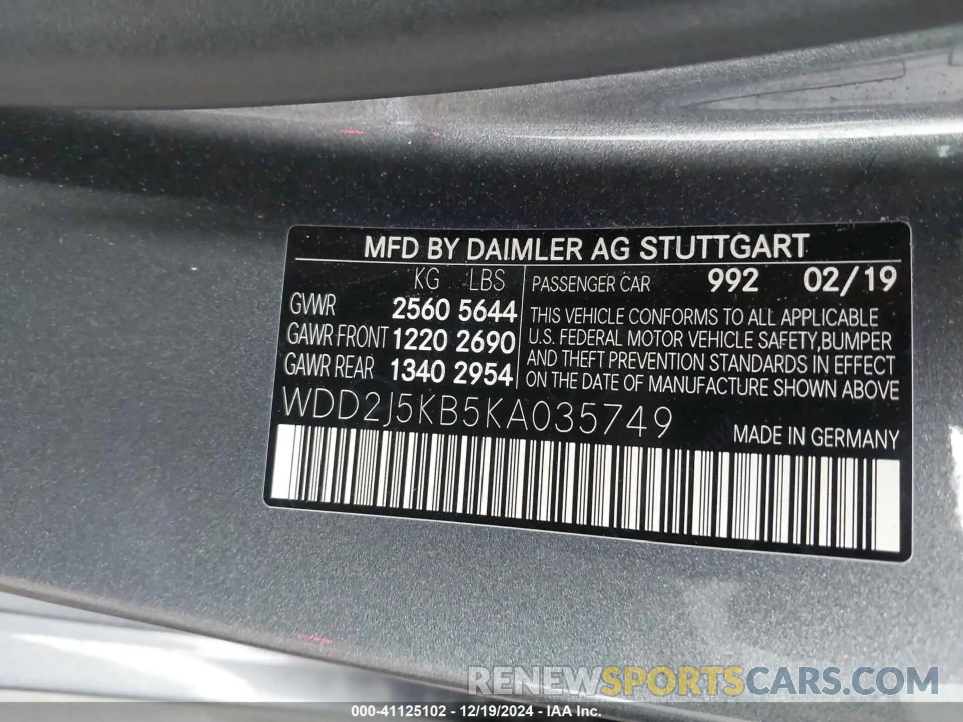 9 fotografías del automóvil dañado WDD2J5KB5KA035749 MERCEDES-BENZ CLS 450 2019