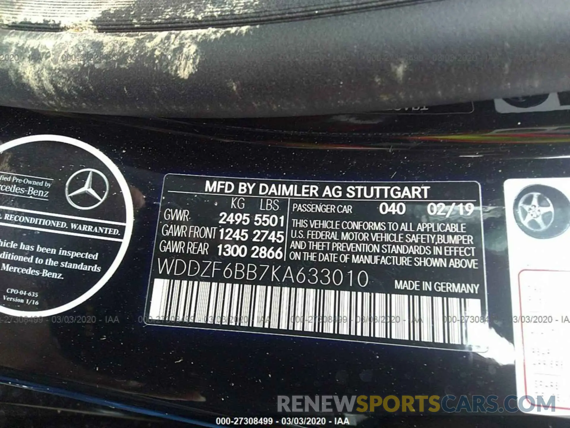 9 fotografías del automóvil dañado WDDZF6BB7KA633010 MERCEDES-BENZ E 2019