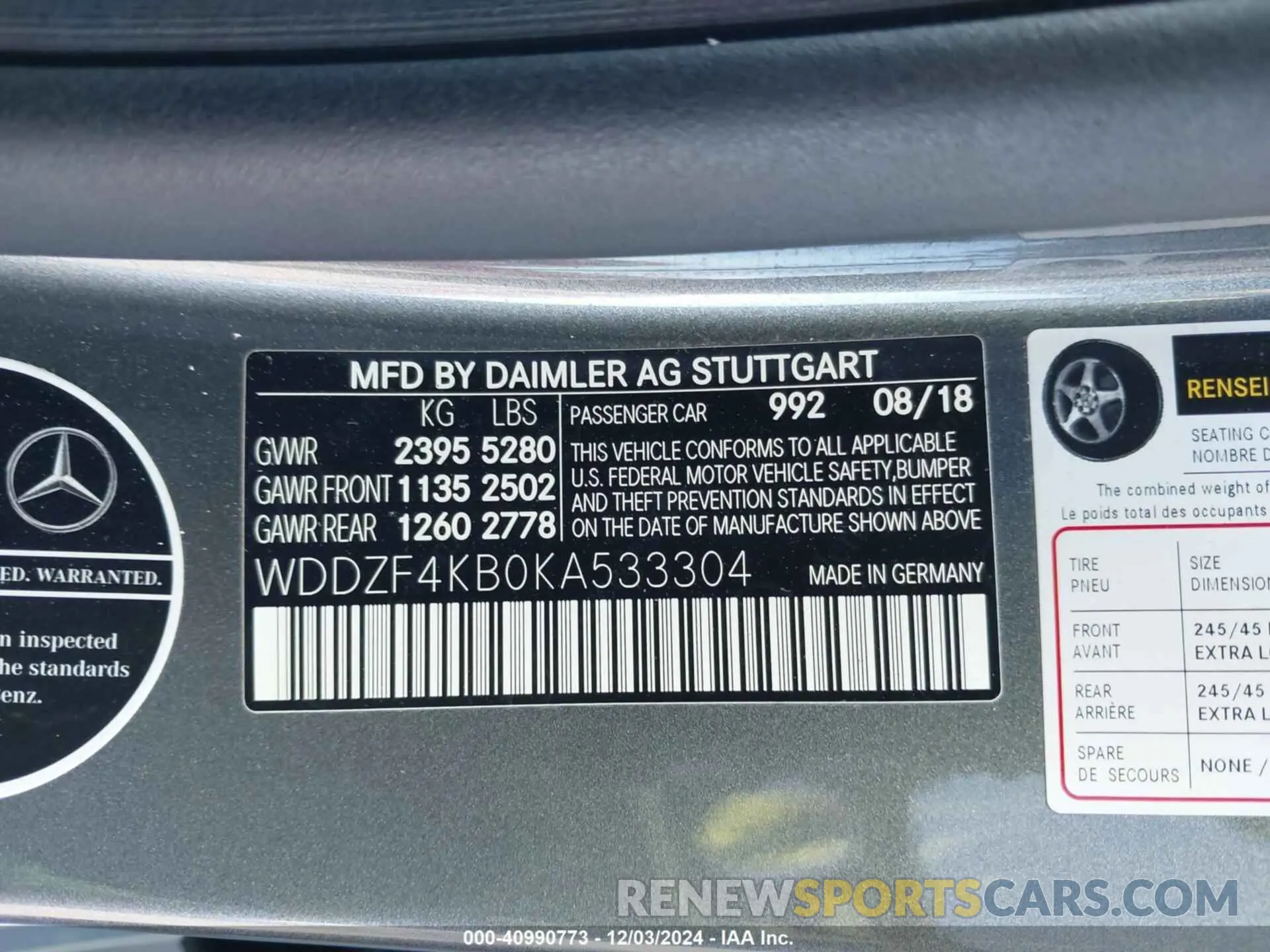 9 fotografías del automóvil dañado WDDZF4KB0KA533304 MERCEDES-BENZ E 300 2019