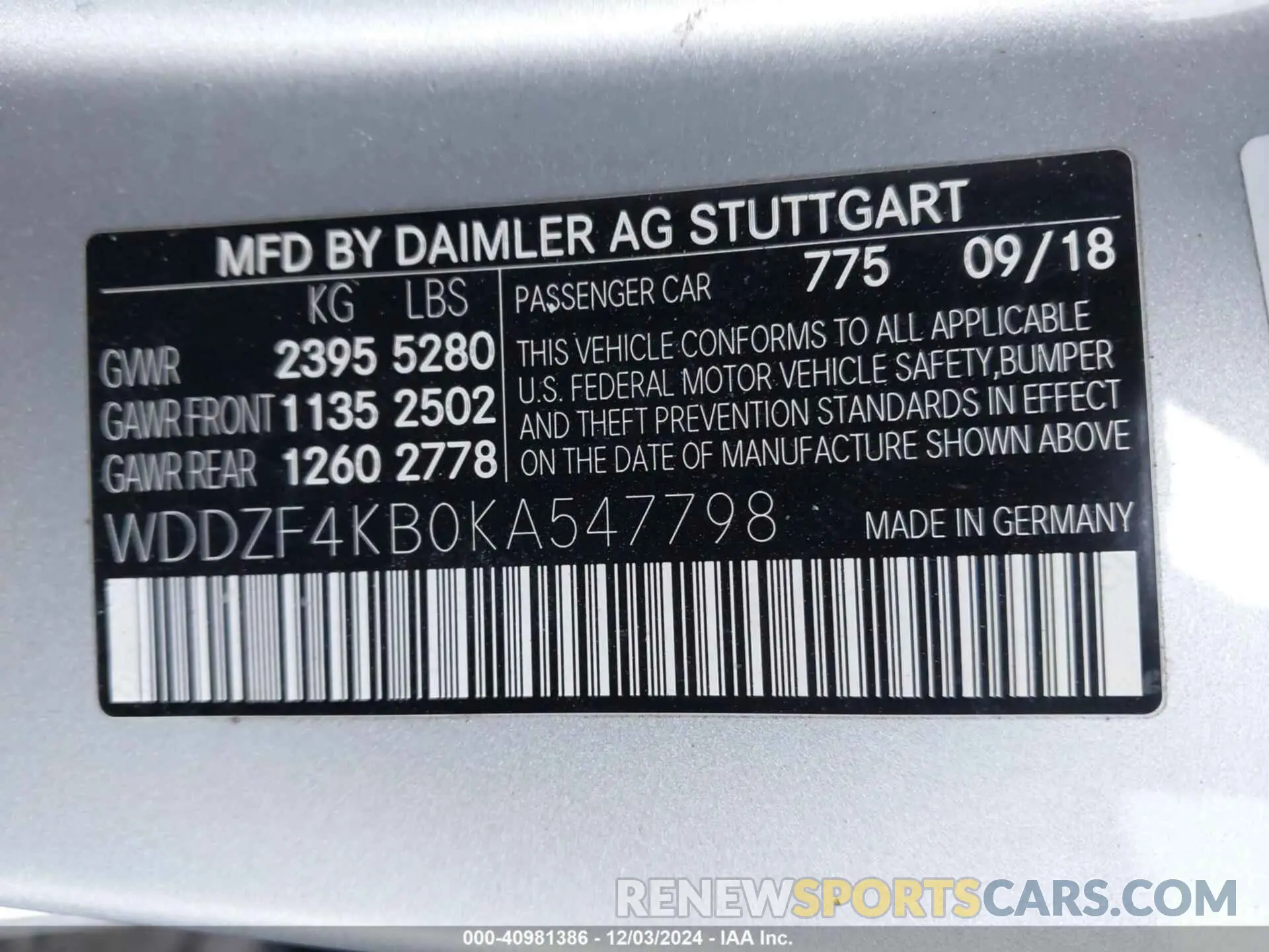 9 fotografías del automóvil dañado WDDZF4KB0KA547798 MERCEDES-BENZ E 300 2019