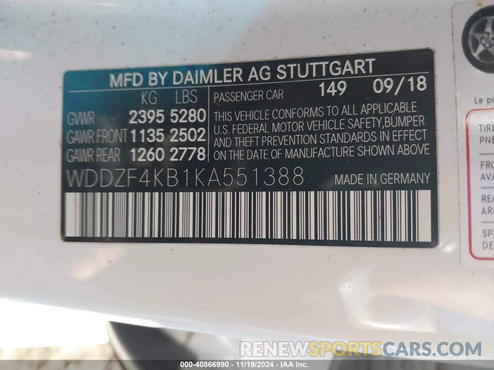 9 fotografías del automóvil dañado WDDZF4KB1KA551388 MERCEDES-BENZ E 300 2019