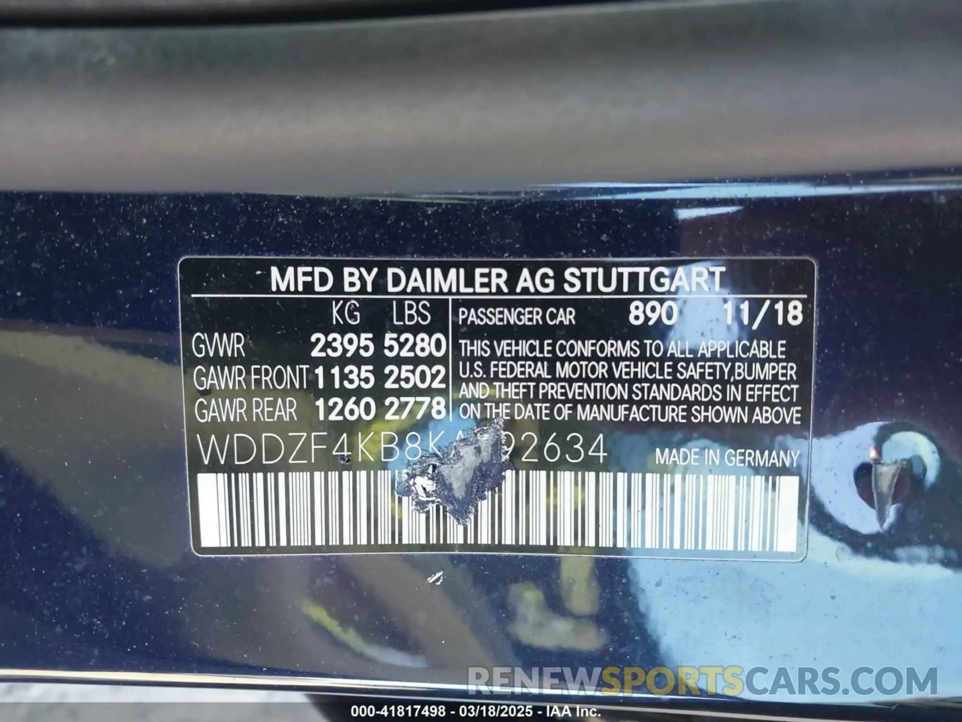 9 fotografías del automóvil dañado WDDZF4KB8KA592634 MERCEDES-BENZ E 300 2019